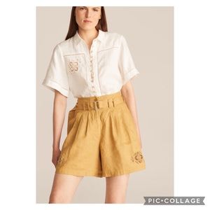 Rebecca Taylor Linen Pleated Short in Pear NEW Size 14 NWT